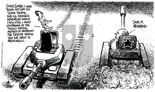 Pat Oliphant on Wednesday January 16, 1991 Comic Strip