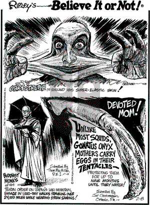 Ripley's Believe It or Not on Wednesday February 8, 2006 Comic Strip