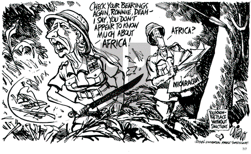 Pat Oliphant on Monday July 7, 1986 Comic Strip