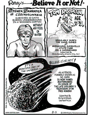 Ripley's Believe It or Not on Tuesday August 3, 2004 Comic Strip