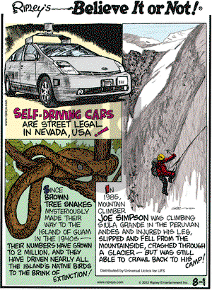 Ripley's Believe It or Not on Wednesday August 1, 2012 Comic Strip