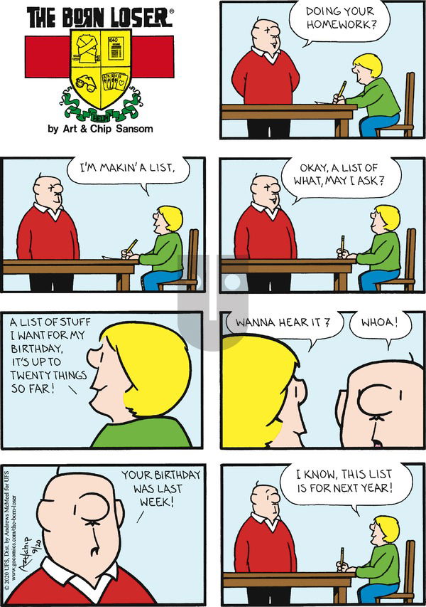 The Born Loser on Sunday September 20, 2020 Comic Strip