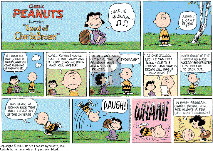 Peanuts - Sunday October 15, 2000 Comic Strip