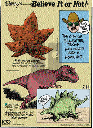 Ripley's Believe It or Not on Thursday February 14, 2019 Comic Strip