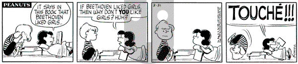Peanuts on Tuesday March 31, 1959 Comic Strip