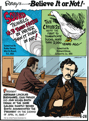 Ripley's Believe It or Not on Saturday June 26, 2010 Comic Strip