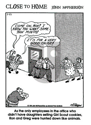 Close to Home on Wednesday March 23, 1994 Comic Strip