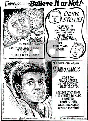 Ripley's Believe It or Not on Wednesday August 4, 2004 Comic Strip