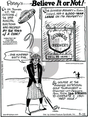 Ripley's Believe It or Not on Saturday September 12, 1998 Comic Strip