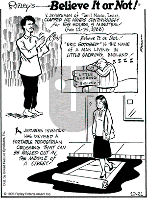 Ripley's Believe It or Not on Monday October 21, 1996 Comic Strip