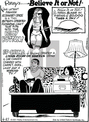 Ripley's Believe It or Not on Thursday June 21, 2001 Comic Strip