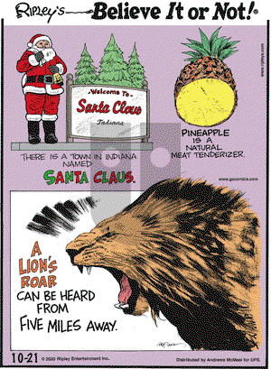 Ripley's Believe It or Not on Wednesday October 21, 2020 Comic Strip
