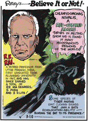 Ripley's Believe It or Not on Wednesday March 10, 2010 Comic Strip
