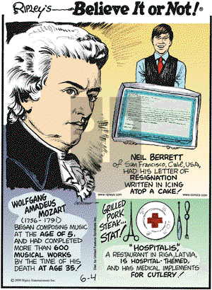 Ripley's Believe It or Not on Thursday June 4, 2009 Comic Strip