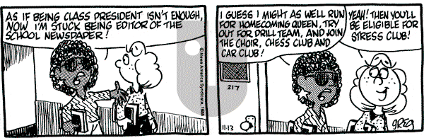 Luann on Thursday November 13, 1986 Comic Strip