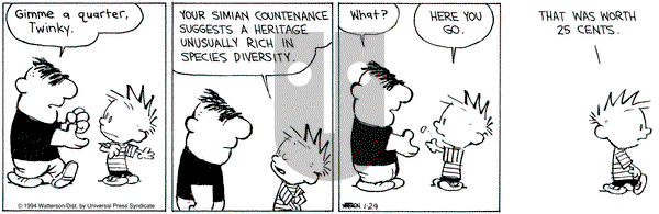 Calvin and Hobbes on Saturday January 29, 1994 Comic Strip