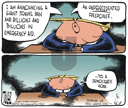 Tom Toles on Friday March 13, 2020 Comic Strip