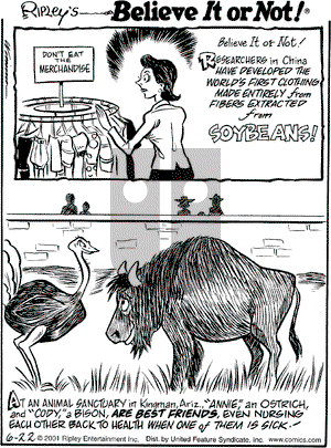 Ripley's Believe It or Not on Friday June 22, 2001 Comic Strip