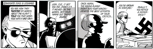 Doonesbury on Monday February 3, 1992 Comic Strip