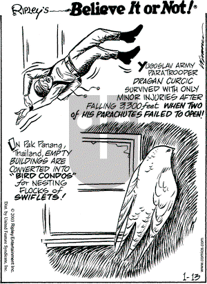 Ripley's Believe It or Not on Monday January 13, 2003 Comic Strip