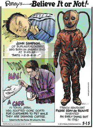 Ripley's Believe It or Not on Saturday March 15, 2014 Comic Strip