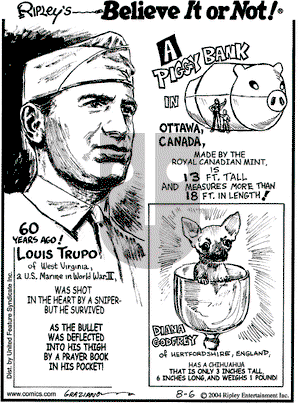 Ripley's Believe It or Not on Friday August 6, 2004 Comic Strip