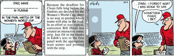 Cleats - Saturday October 11, 2003 Comic Strip