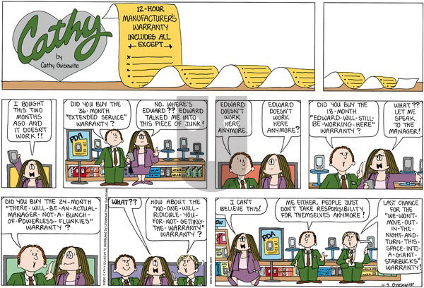 Cathy Classics on Sunday November 9, 2003 Comic Strip
