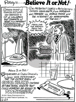 Ripley's Believe It or Not on Saturday June 23, 2001 Comic Strip