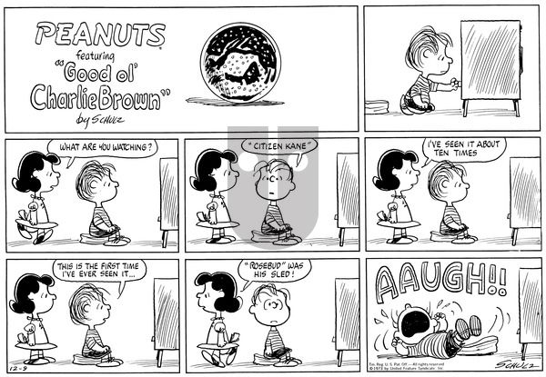 Peanuts on Sunday December 9, 1973 Comic Strip