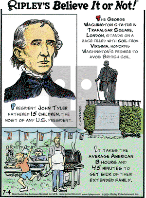 Ripley's Believe It or Not - Thursday July 4, 2024 Comic Strip