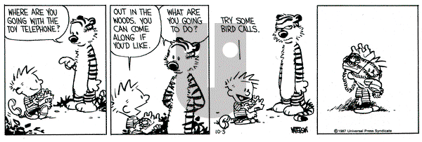 Calvin and Hobbes on Saturday October 3, 1987 Comic Strip