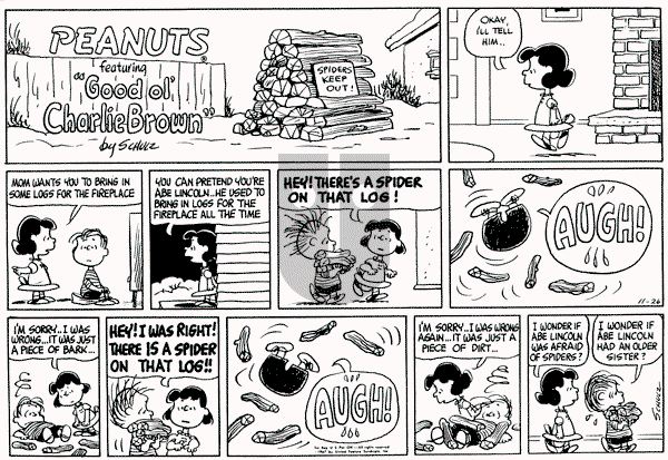 Peanuts - Sunday November 26, 1967 Comic Strip
