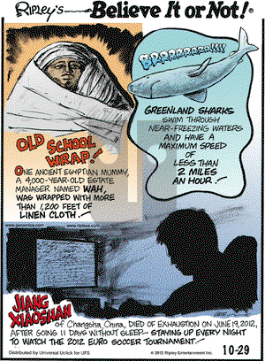 Ripley's Believe It or Not on Monday October 29, 2012 Comic Strip