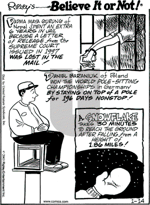 Ripley's Believe It or Not on Tuesday January 14, 2003 Comic Strip