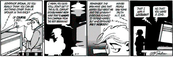 Doonesbury on Saturday April 11, 1992 Comic Strip