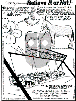 Ripley's Believe It or Not on Wednesday September 16, 1998 Comic Strip