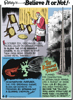 Ripley's Believe It or Not on Thursday April 5, 2012 Comic Strip