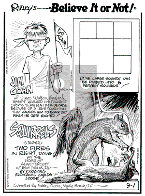 Ripley's Believe It or Not on Saturday September 1, 2007 Comic Strip