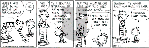 Calvin and Hobbes - Wednesday October 4, 1995 Comic Strip