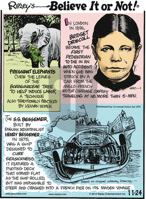 Ripley's Believe It or Not on Monday November 24, 2014 Comic Strip
