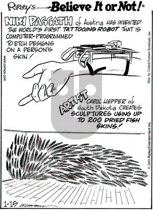 Ripley's Believe It or Not on Wednesday January 15, 2003 Comic Strip