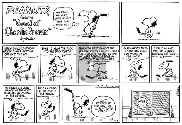 Peanuts on Sunday October 5, 1969 Comic Strip