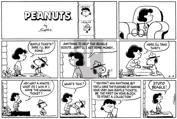 Peanuts on Sunday August 19, 1990 Comic Strip