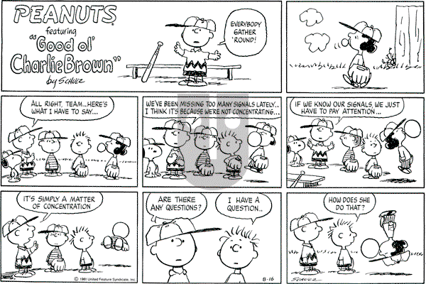 Peanuts - Sunday August 16, 1981 Comic Strip