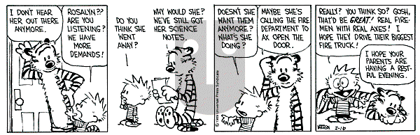 Calvin and Hobbes - Thursday February 16, 1989 Comic Strip