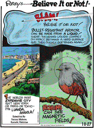 Ripley's Believe It or Not on Wednesday October 27, 2010 Comic Strip