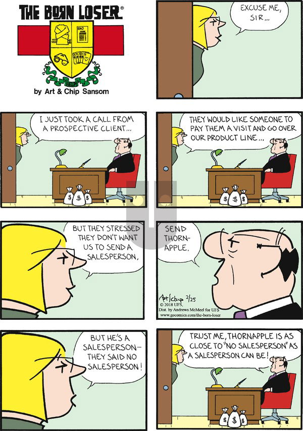 The Born Loser on Sunday February 25, 2018 Comic Strip