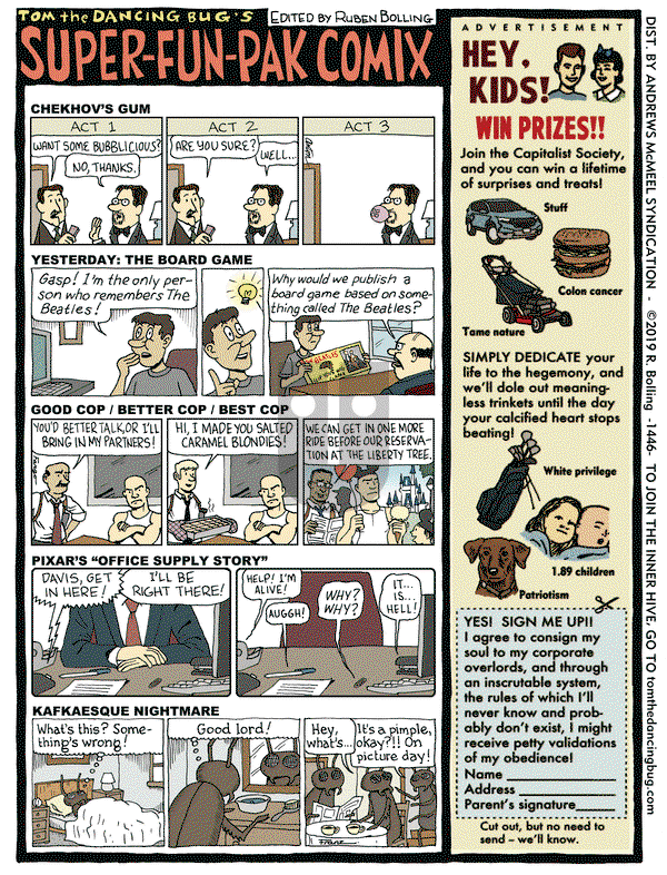 Tom the Dancing Bug on Monday July 8, 2019 Comic Strip