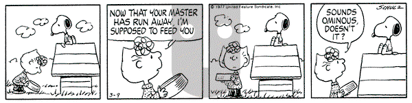 Peanuts on Wednesday March 9, 1977 Comic Strip